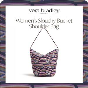 NWT Vera Bradley Quilted Ultralight Slouchy Bucket Shoulder Bag Retro Ribbons